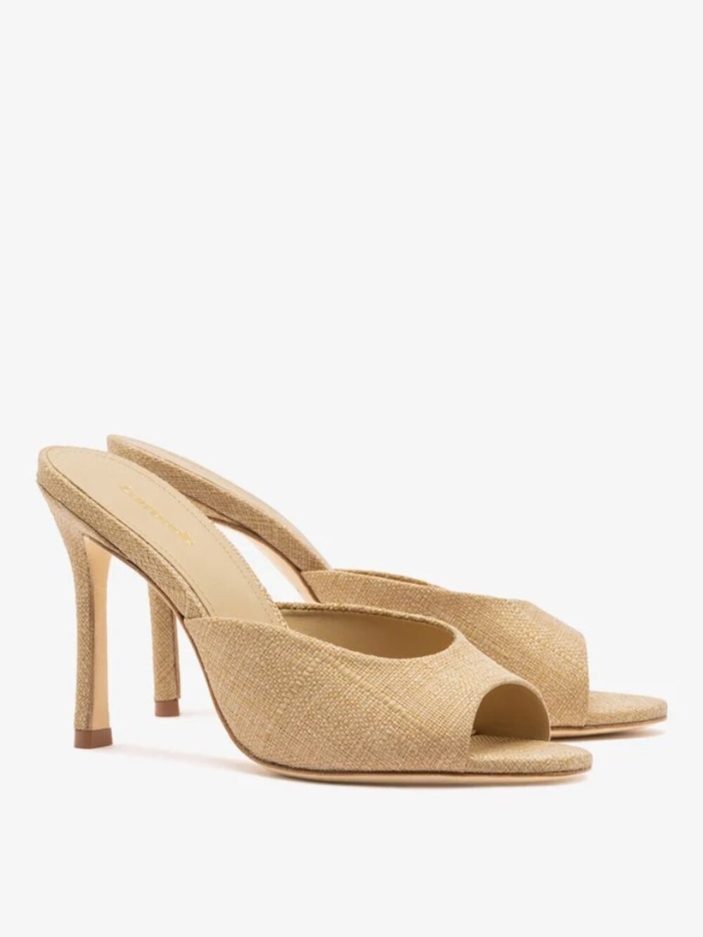 NIB Larroude Jasmine Hi Mule Beige Raffia, Size 11, $350